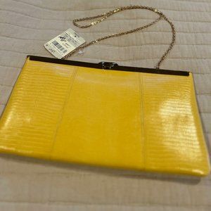 Etra Lizard Leather Yellow Clutch